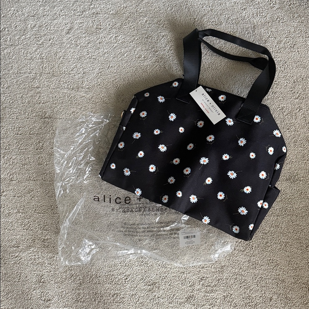 Alice + Olivia Black Daisy Print Tote